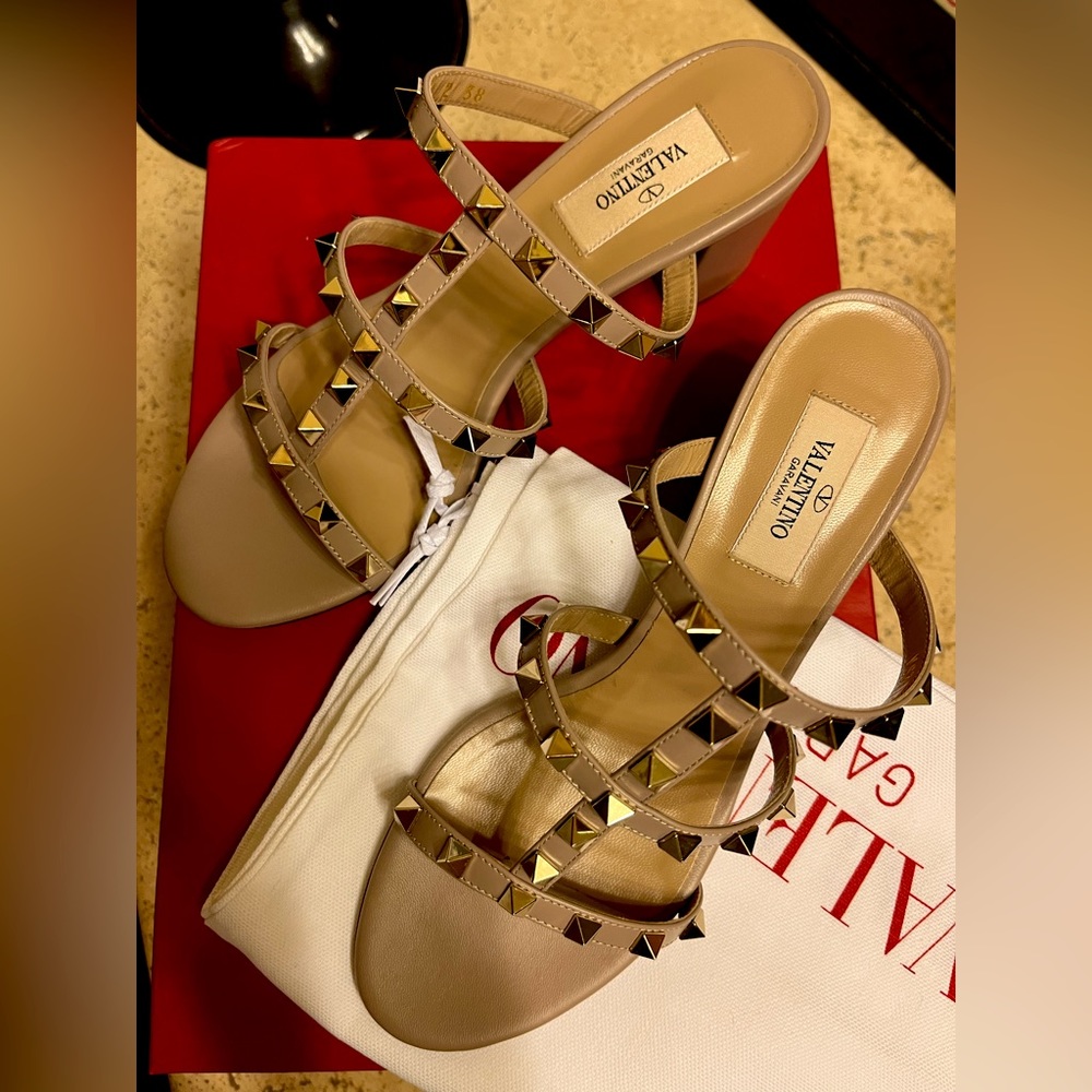 Valentino Calfskin Rock Stud Sandals